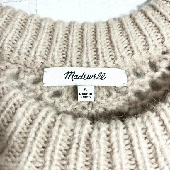 Madewell Beige Colored Open Weave Alpaca & Wool Blend Sweater Women's Size Small - Picture 5 of 6